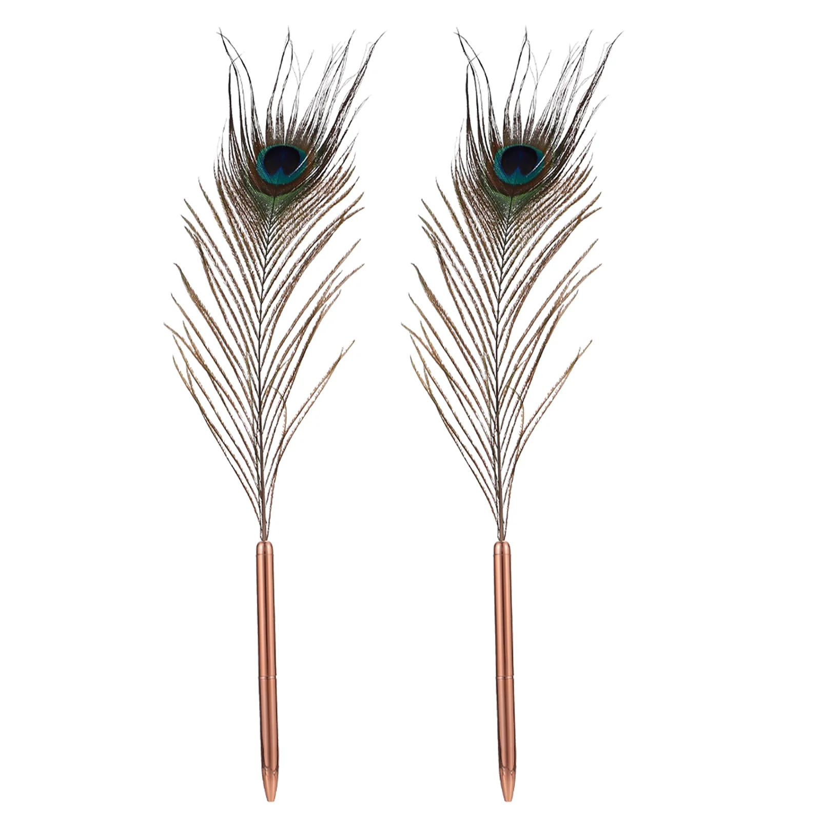 

2 Pcs Plume Student Gift Peacock Quill Kids Stationary Students Gel Pens Stationery Prize Stainless Steel Office Ballpoint