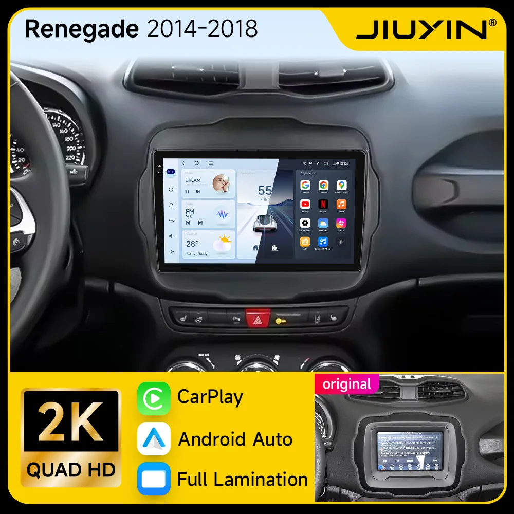 Фото Автомагнитола Android 15 для Jeep Renegade 2014-2018 с Carplay, Android Auto, мультимедиа, видеоплеером, 4G, WIFI, BT, GPS №1