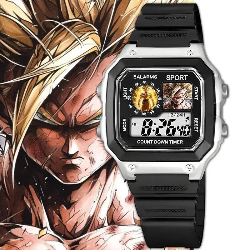 Фото Часы Dragon Ball Vegeta, водонепроницаемые, противоударные, для мальчиков и девочек, спортивные, умные, цифровые, электронные, светодиодные, многофункциональные, с таймером, будильником №1