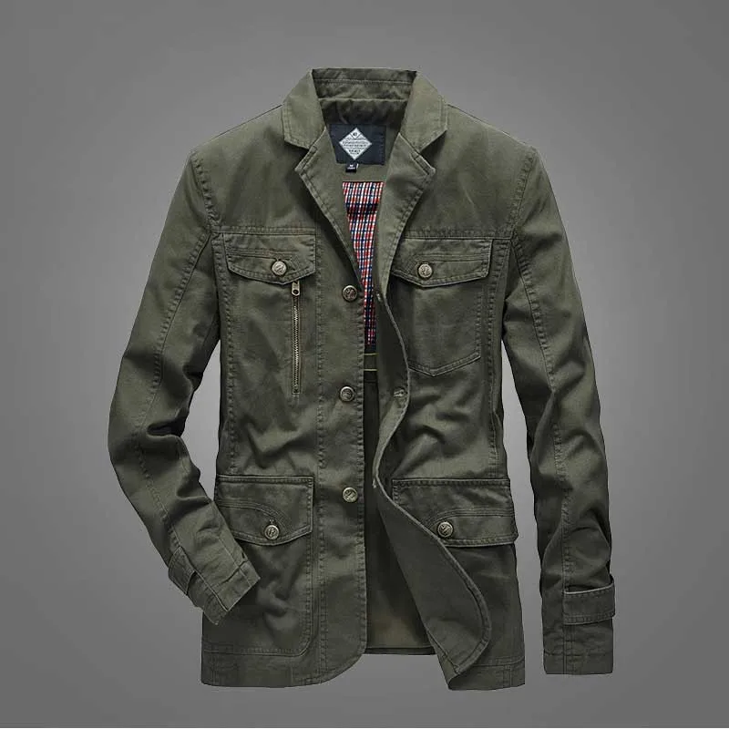 New Fashion Military Style Blazer Men Casual Streetwear Suit Jacket Cotton Loose Baggy Coat Clothing