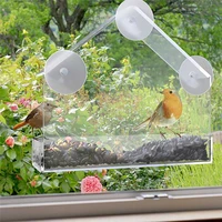 2022 bird feeder acrylic transparent window bird feeder tray bird house pet feeder suction cup installation house type feeder