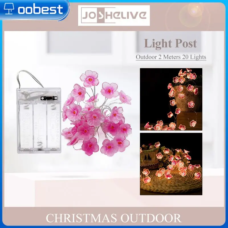 

2m LED String Lamp Peach Flower Copper Wire Fairy Lights Garlands Garden Outdoor Christmas Decor Party Decoration Light