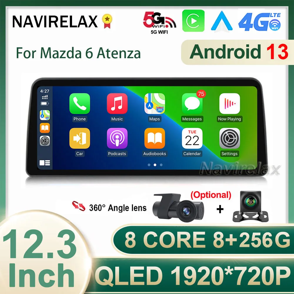 

Автомагнитола для Mazda 6 Atenza, мультимедийный плеер на Android 13 с экраном 12,3 дюйма, GPS-Навигатором, 4G, Wi-Fi, видеоплеером, для Mazda 6, Atenza 3, 2016, 2017, 2018, 2019