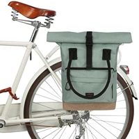 tourbon retro nylon roll top clip on market shopping bike panniers shoulder tote school bag bicycle city commuting bags