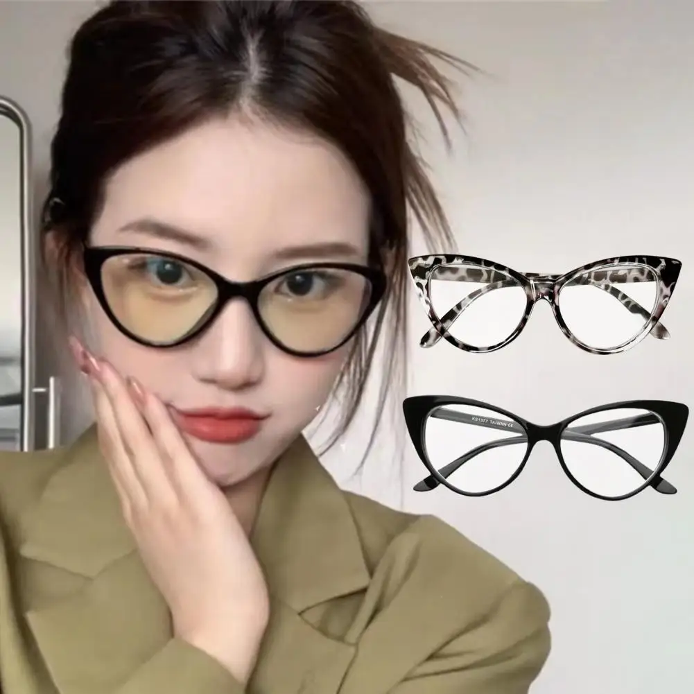 

Non-prescriptions Glasses Black Frame No Degree Spring Hinge Eye Protection Eyewear Women Computer Eyeglasses for Office