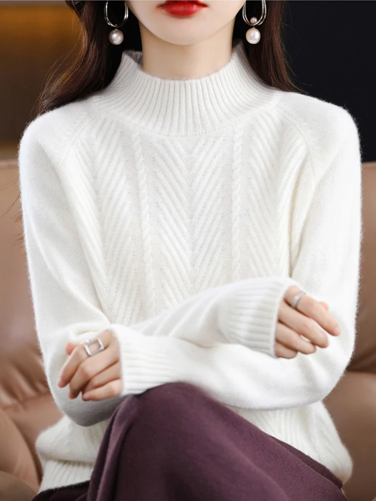 Erdos кашемировый свитер женский утолщенный с воротником до половины осенне-зимний