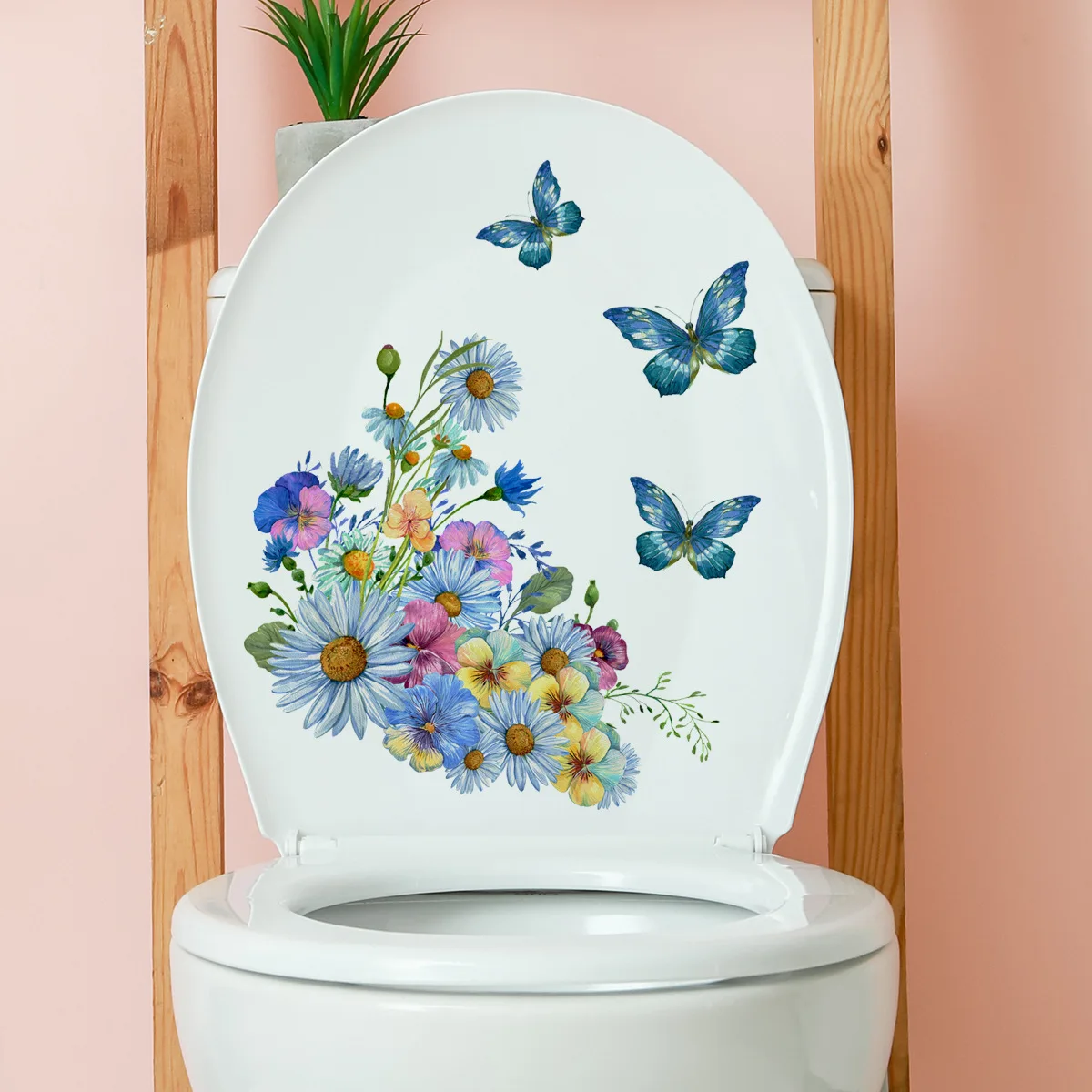 

New Floral Butterfly Toilet Stickers Painted Toilet Decorative Stickers Creative Wall Stickers Self-adhesive Pvc