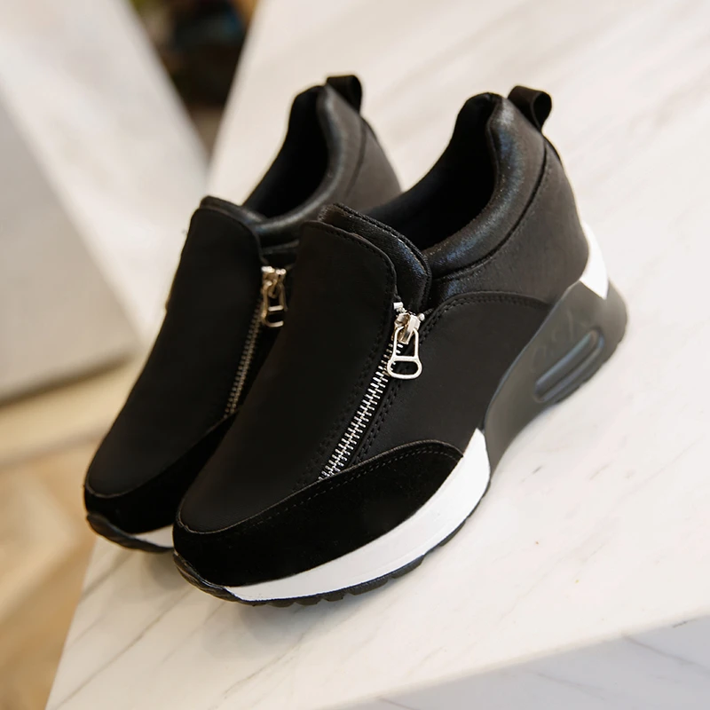 

Кроссовки женские на платформе и молнии, повседневная спортивная обувь на толстой подошве, на танкетке, на шнуровке, для хайкинга и бега, бол...