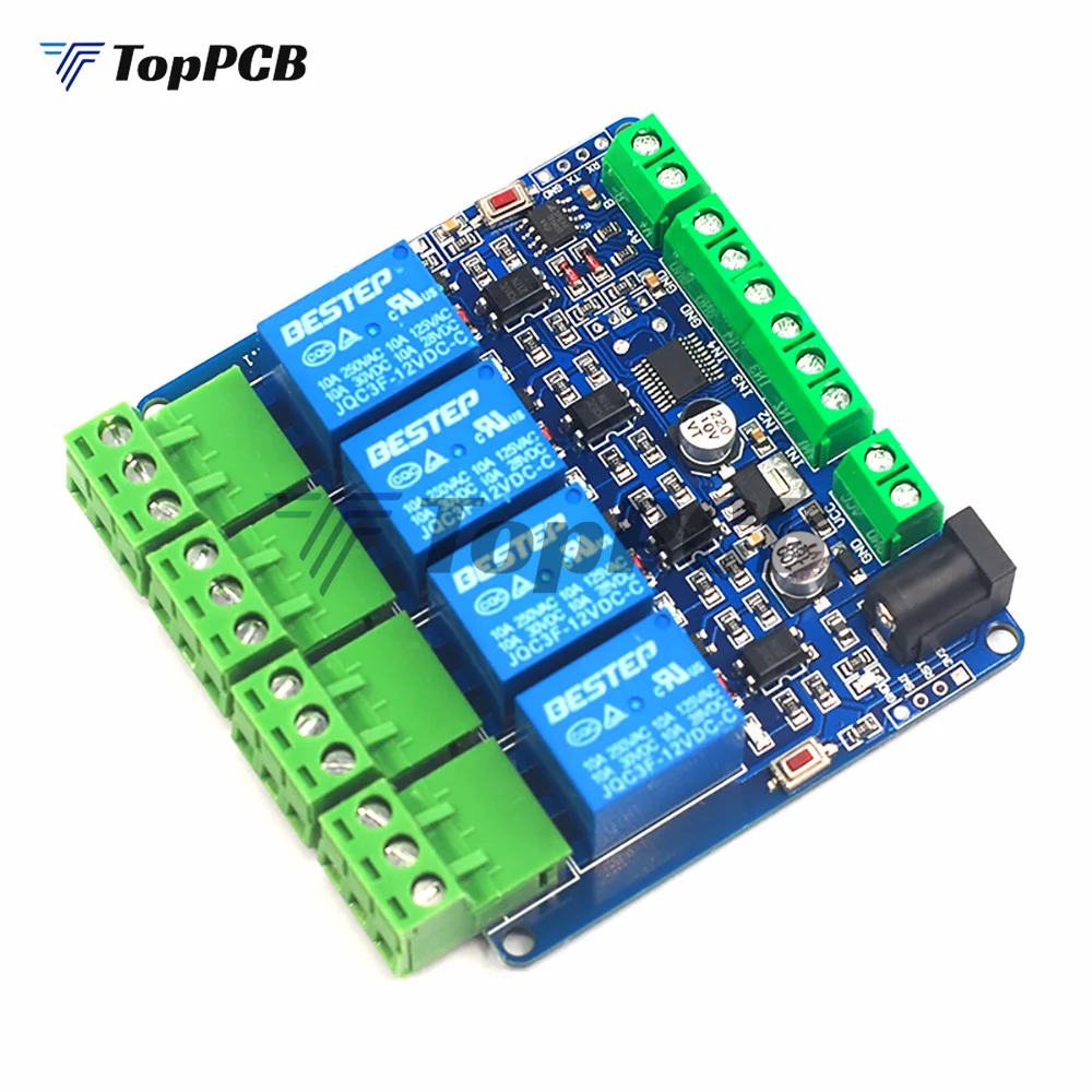 4-полосный релейный модуль Modbus RTU для самостоятельной сборки, система STM8S103, 4-полосный вход, 485 коммуникация