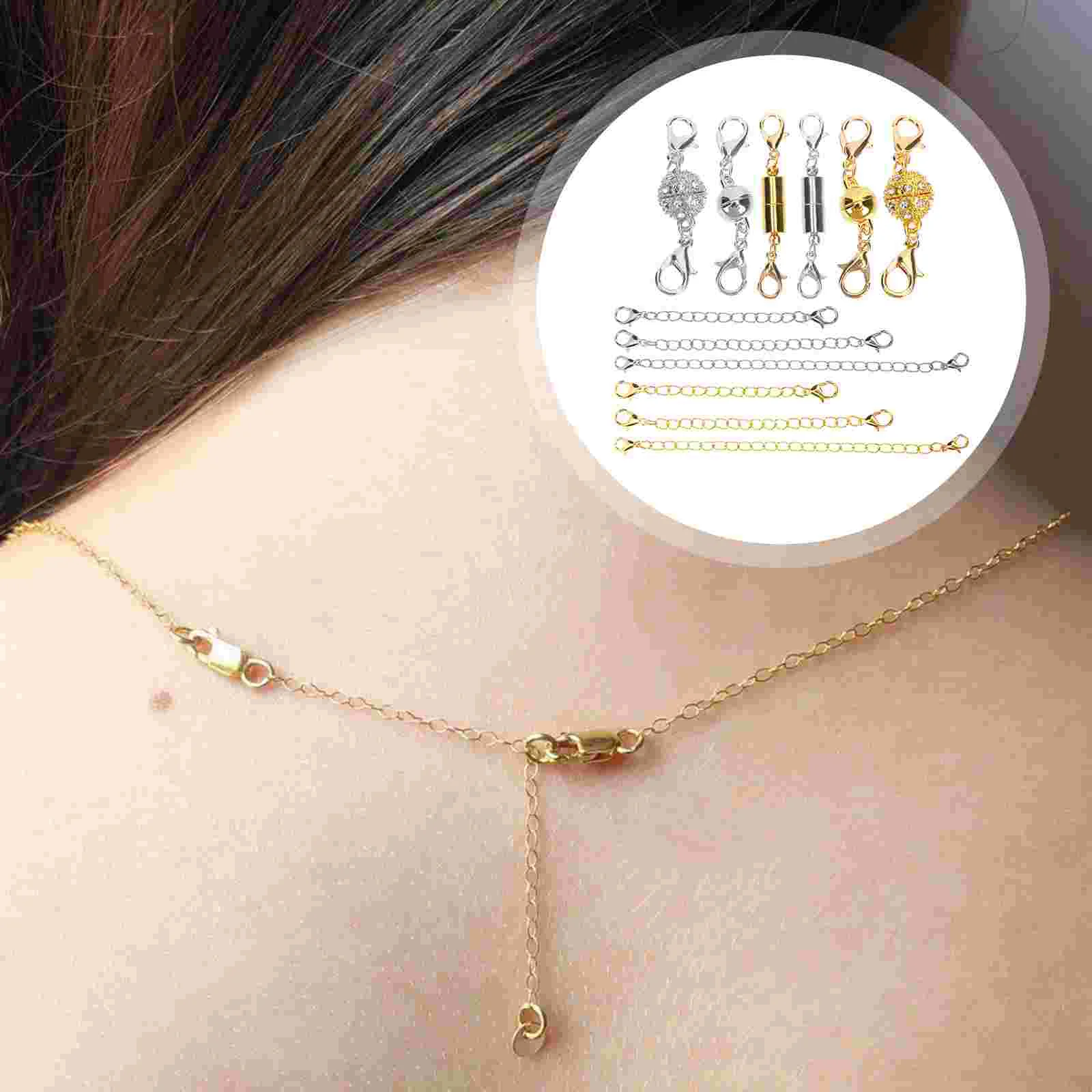 

Necklaces Gold Jewelry Magnetic Buckle Clasps Extender Alloy Extenders Women Women's