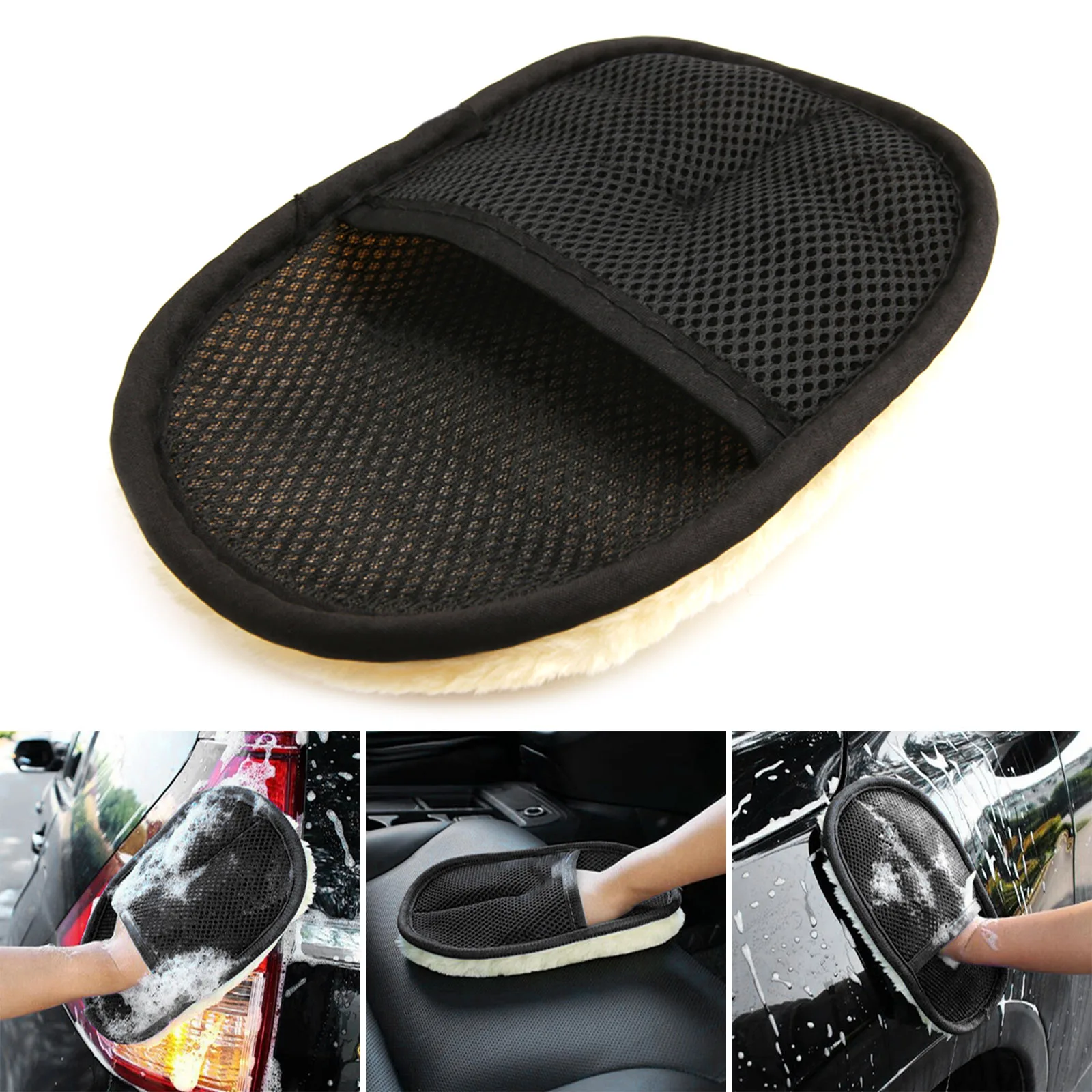 Single-sided Wool Soft cashmere Car Wash Glove Cleaning Mitt Washing Brush Cloth Motorcycle Washer Care Car Cleaning Too