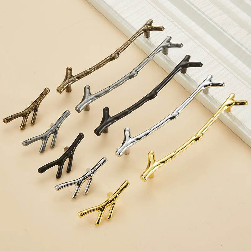 

KK&FING 1 PC Tree Branch Furniture Handles Black Silver Bronze Gold Kitchen Cabinet Door Knobs and Handles Drawer Pulls Hardware