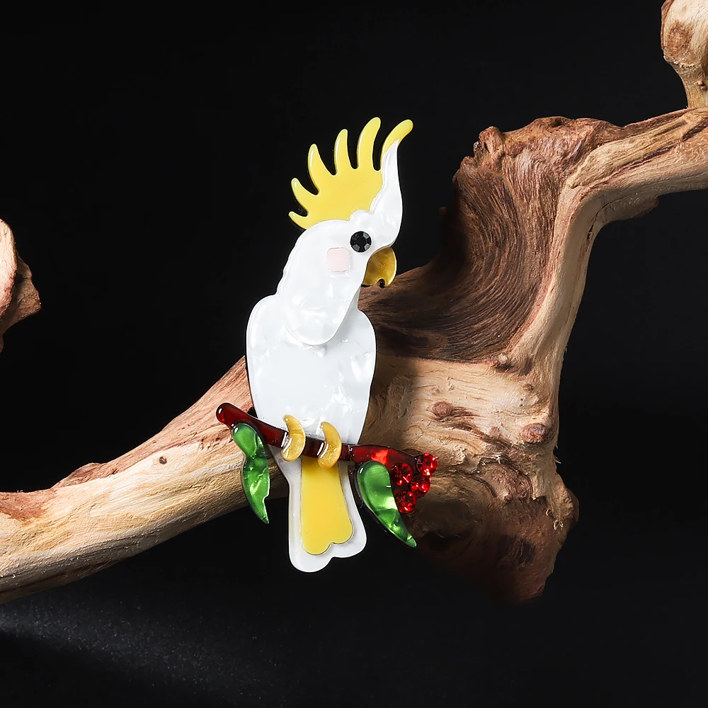 

Handmade Acrylic Animal Parrot Brooches for Women Men Lovely Sitting Pet Casual Party Brooch Pin Gifts Jewelry Accessories