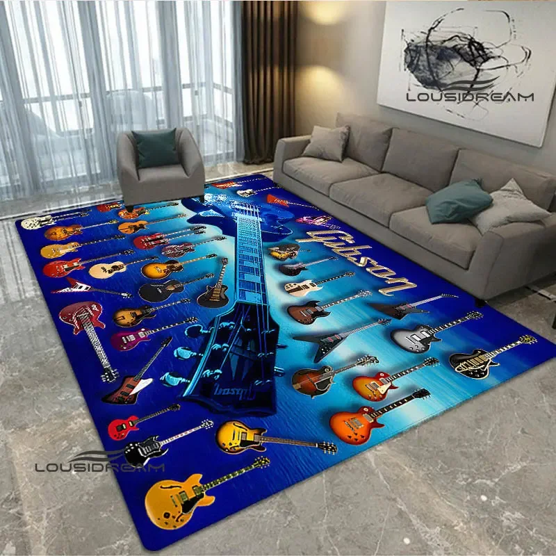 Гитара Gibson ковер с принтом логотипа для гостиной спальни нескользящий коврик