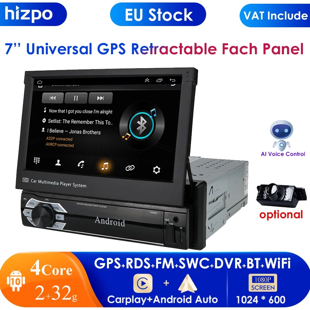 

Автомобильный dvd-плеер на Android 10, 1DIN, автомобильное радио, GPS-навигация, 7 дюймов, 1024*600, универсальный, Wi-Fi, Bluetooth, USB, RDS, стерео, мультимедийный пл...