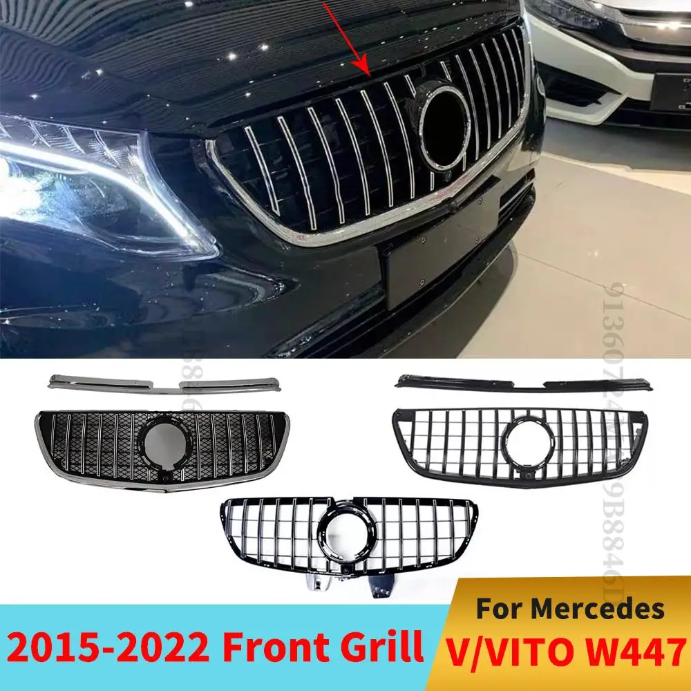 

GT Style Front Inlet Grille Racing Bumper Grill Styling Middle Hood Mesh For Mercedes W447 Benz V Vito 2015-2022 Tuning Facelift