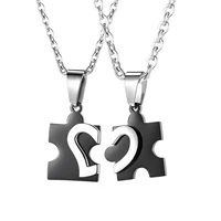 fashion jewelry love puzzle titanium steel lovers necklace pure steel matching chain korean version necklace