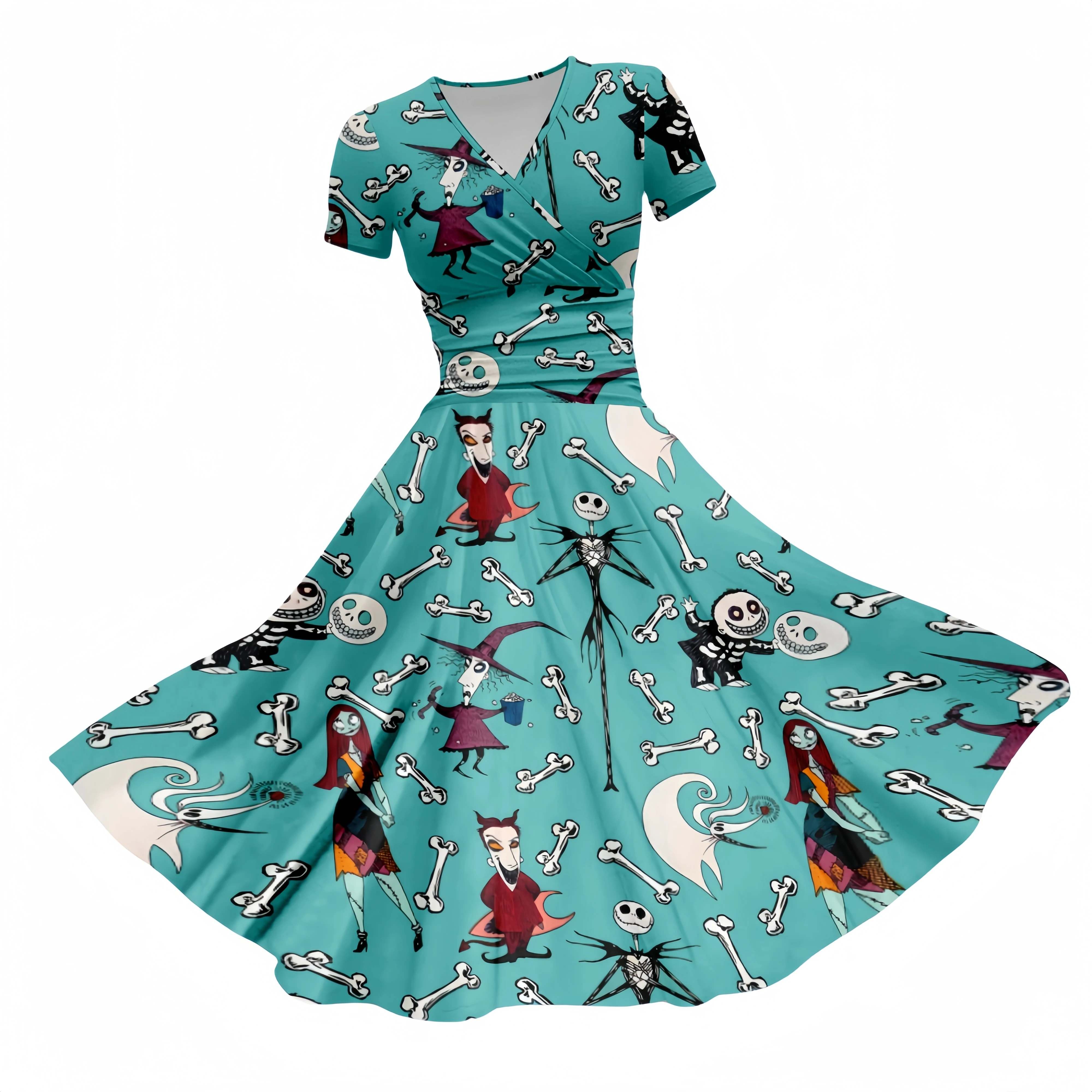 Милая юбка в стиле Хэллоуина с голубым рисунком черепа милое Повседневное платье