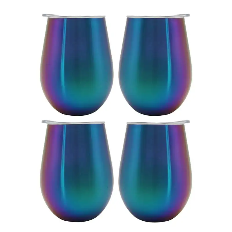 

Wall Stainless Steel 10 oz. Rainbow Wine Tumblers, 4 Pack