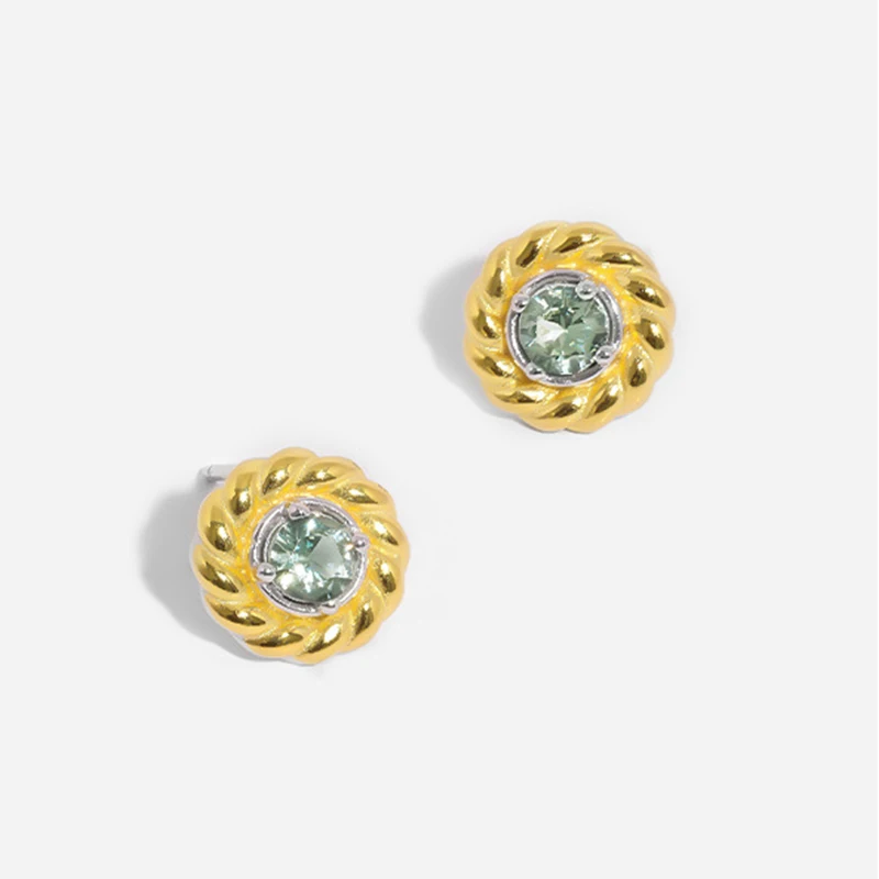 

S925 Sterling Silver Earrings Women Woven Fried Dough Twists Earrings Female Shiny Zircon Design Luxury Jewelry Gift Lady Party