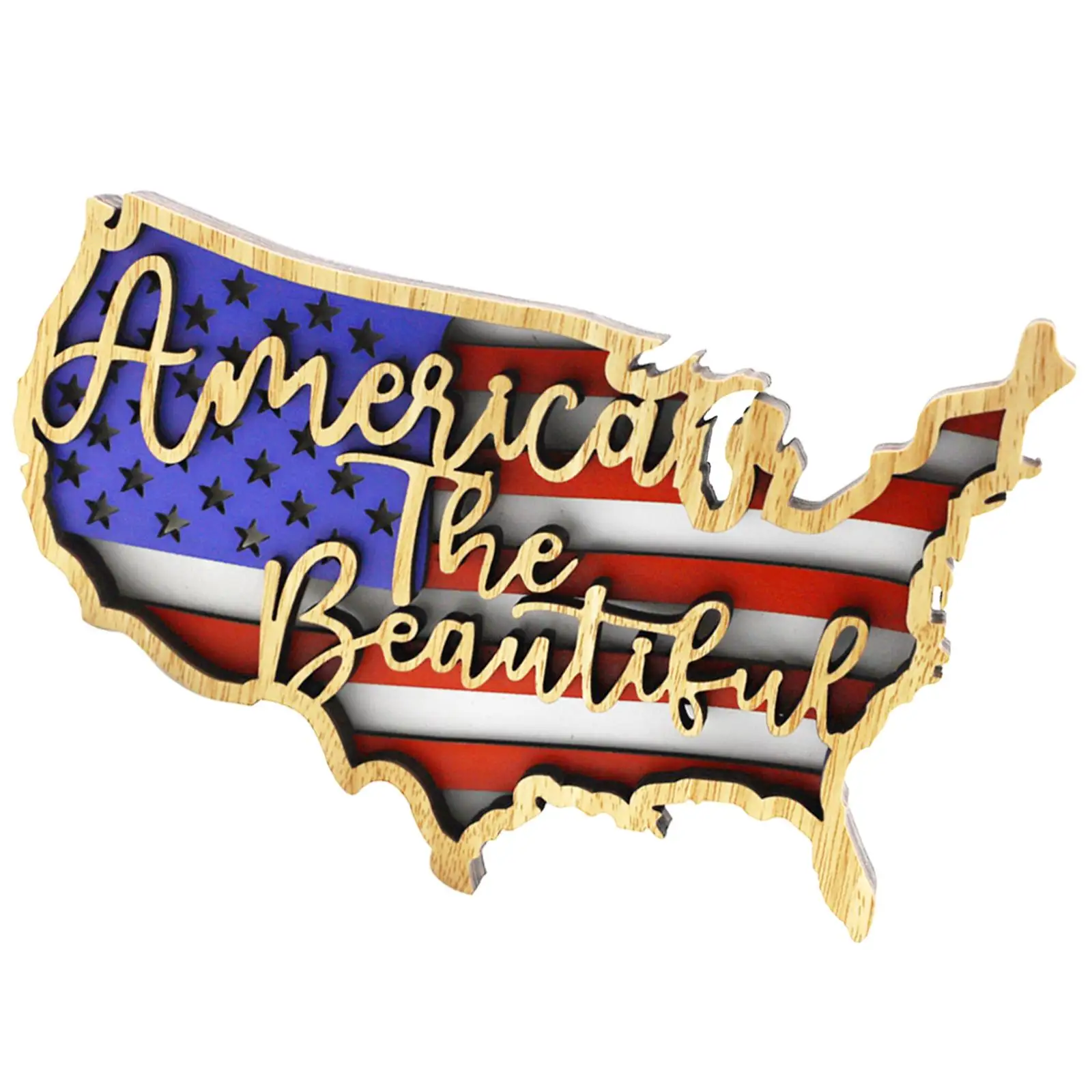 

Деревянный американский флаг орнамент полый Национальный день стол знаки плоский задний офис