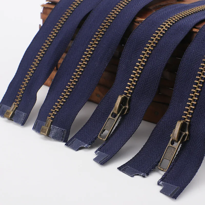 

5PCS 50cm 5# Metal Zippers Open-End Auto Lock Bronze Zip Puller Used For Bags Clothing Jacket Zipper Repair Kit Sewing Supplies