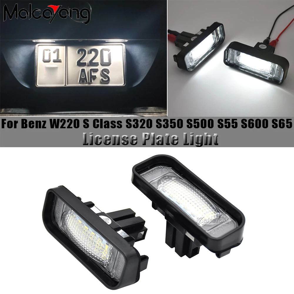 

2Pcs For Mercedes Benz W220 S Class S320 S350 S500 S55 S600 S65 99-05 SMD Canbus White Error Free LED License Plate Light Lamp