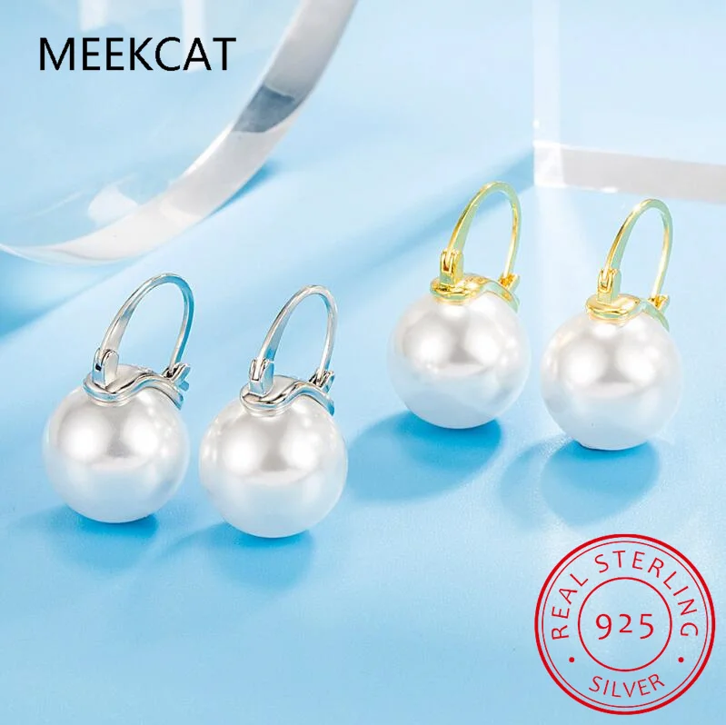 

925 Sterling Silver Trendy Statement Natural Pearl Circle Hoop Earrings for Women Huggies Pendiente Fine Piercing Jewelry