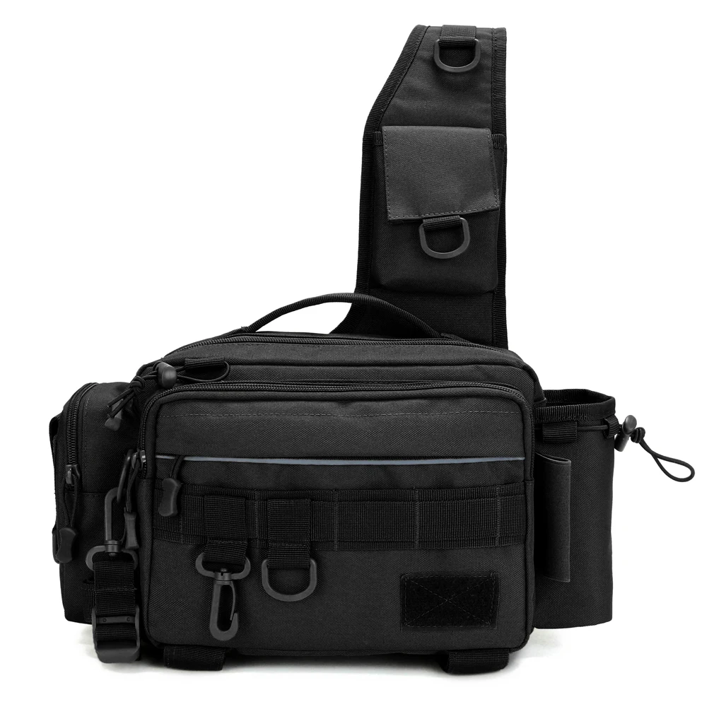 

Sling Fishing Tackle Bag for Men Women Single Shoulder Crossbody Pouch Waist Pack Fish Lures Gear Utility Storage Fishing Bag Bl