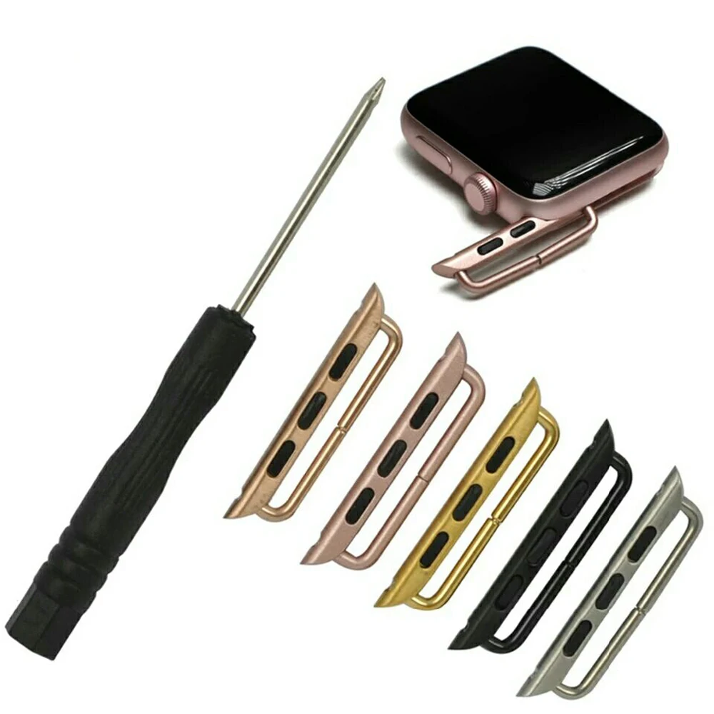 

2Pcs Adapter for Apple Watch Band 44mm 40mm 42mm 38mm Stainless Steel Watchband Connector iWatch series 6 se 5 4 3 Accessories