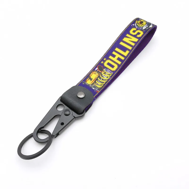

Car Logo Keychain Heat Transfer Lanyard Buckle Shock Absorbers For Ohlins Honda Harley Yamaha Suzuki Kia Motorcycle Accessories