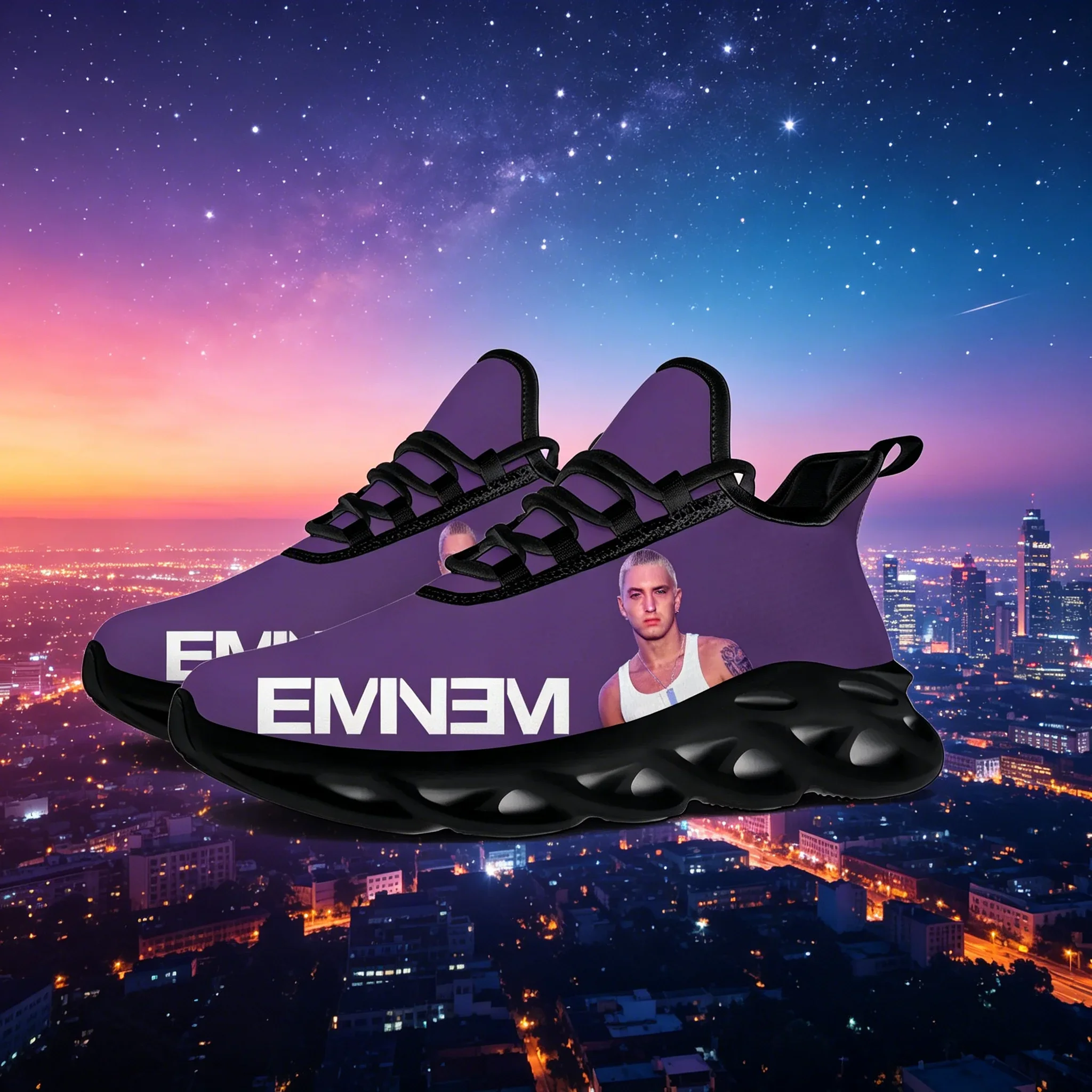 Фото Кроссовки Eminem Custom Blade, повседневные, с принтом хип-хоп рэпера, легкие, дышащие, унисекс, для уличной моды и прогулок на свежем воздухе. №2