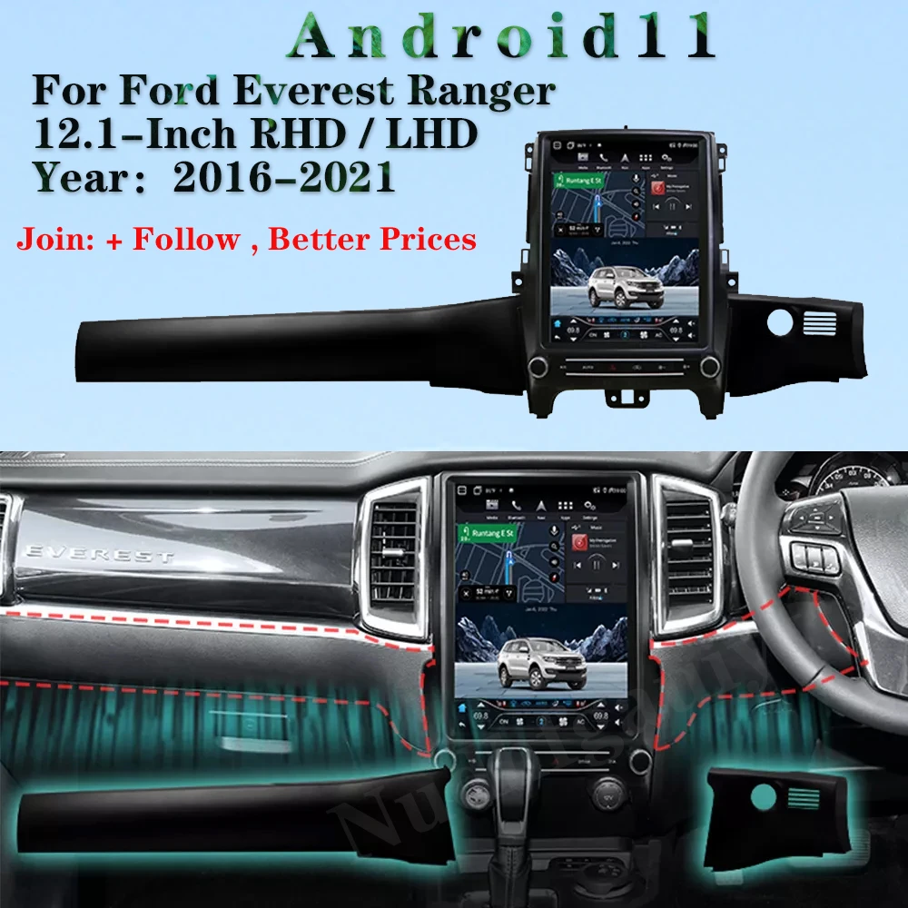 

Android Video Car Radio For Ford Everest / Ranger Tesla Style Stereo Multimedia Player Auto GPS Navigation DSP WIFI Carplay