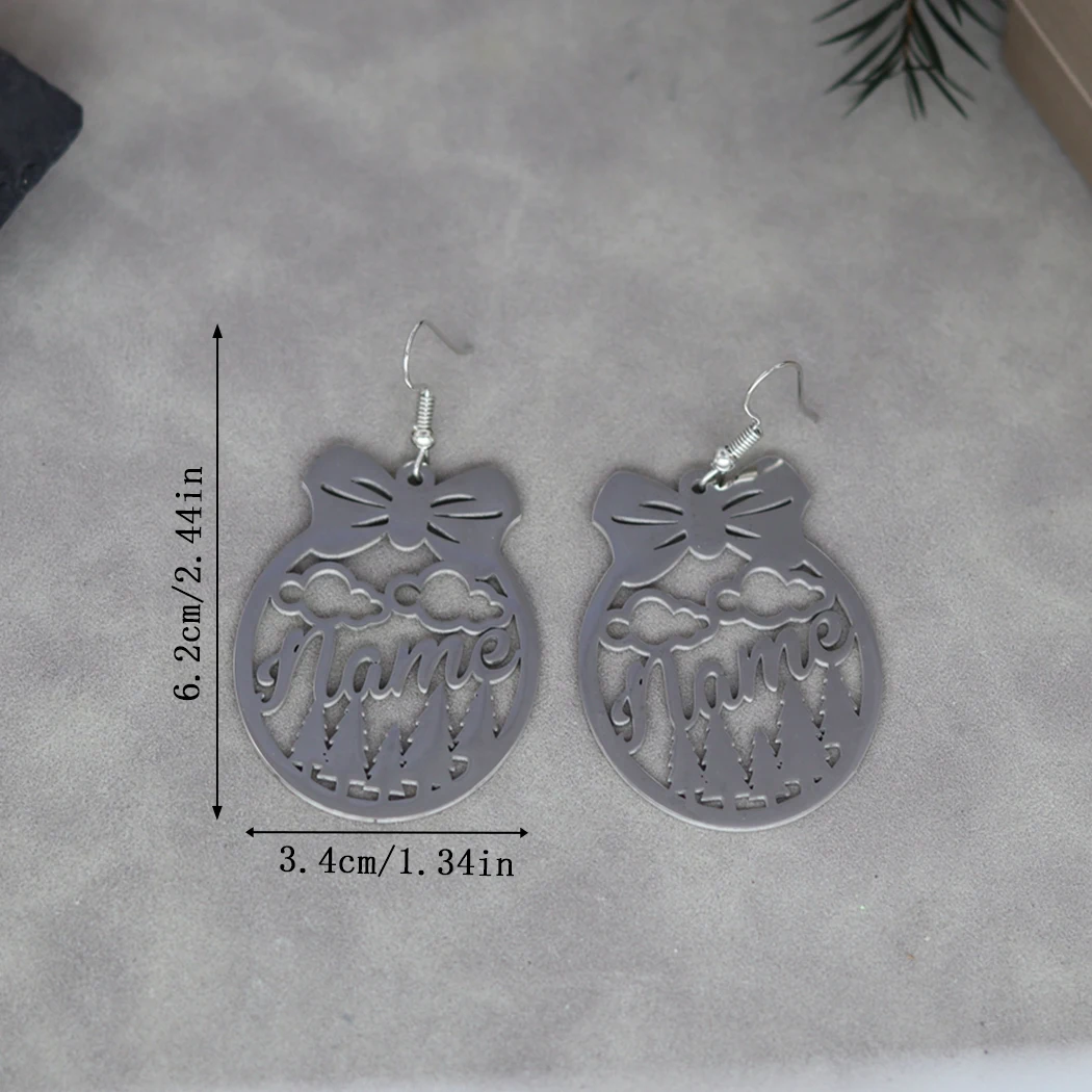 Рождественская елка из нержавеющей стали висячие серьги с индивидуальным именем