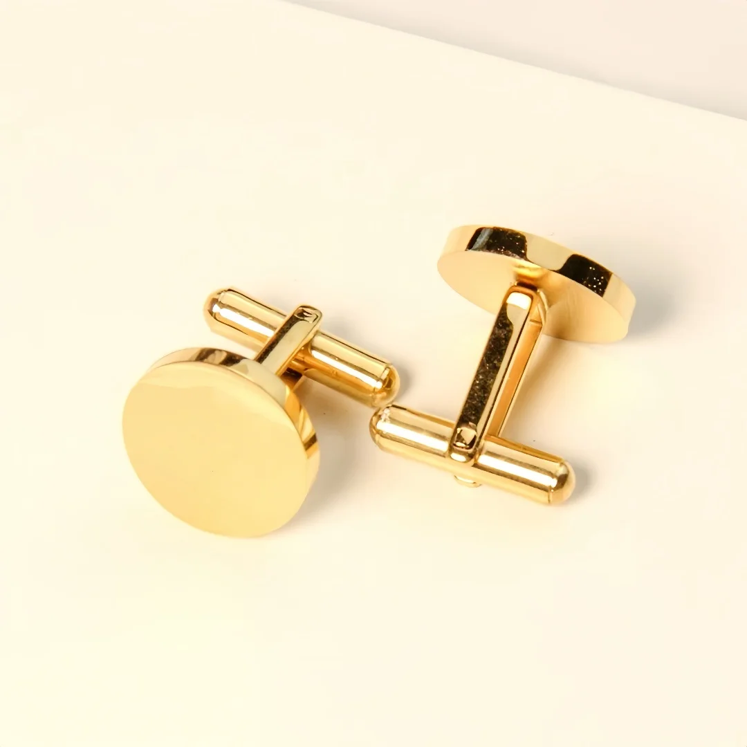 Запонки мужские из нержавеющей стали золотого цвета 1 пара