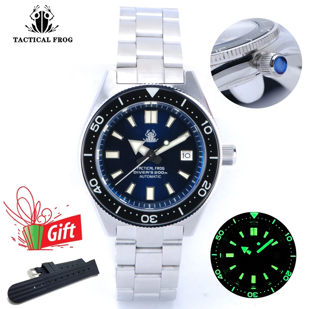 

Tactical Frog Men's Diver Men Watches NH35 Automatic Mechanical Winding Sapphire Crystal 200M Waterproof Men Wristwatches 62MAS