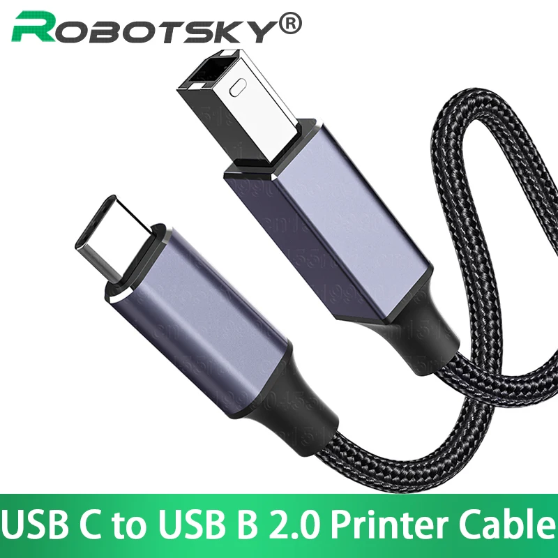 

USB C to USB B 2.0 Printer Cable Braided Printer Scanner Cord for Epson MacBook Pro HP Canon Brother Samsung Printer Cable