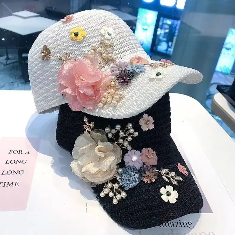 

Шляпа женская летняя тонкая кружевная с цветочным кружевом, модный пояс с перфорацией, солнцезащитный козырек с отверстиями