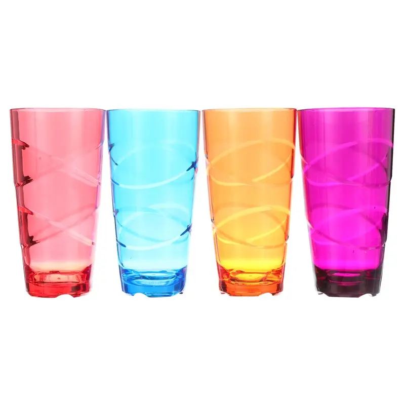 

24-Ounce Multi-Colored Plastic Tumbler Set, Set of 8 Cups