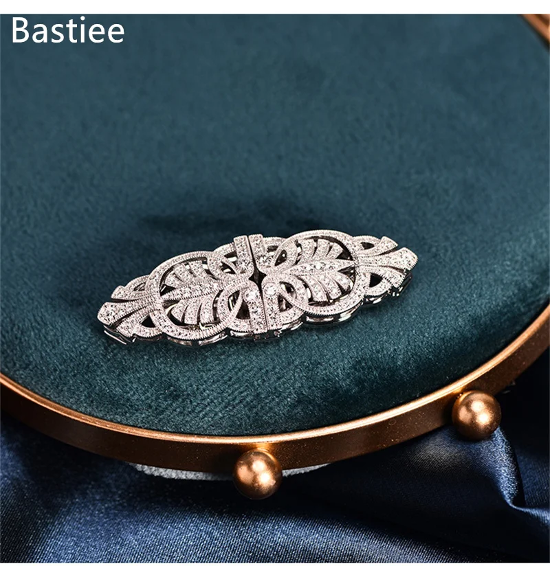 

Bastiee 925 Sterling Silver Brooch Vintage Shirt Sleeve Collar Clip Fashionable Detachable Double Use Broche Femme Bijoux