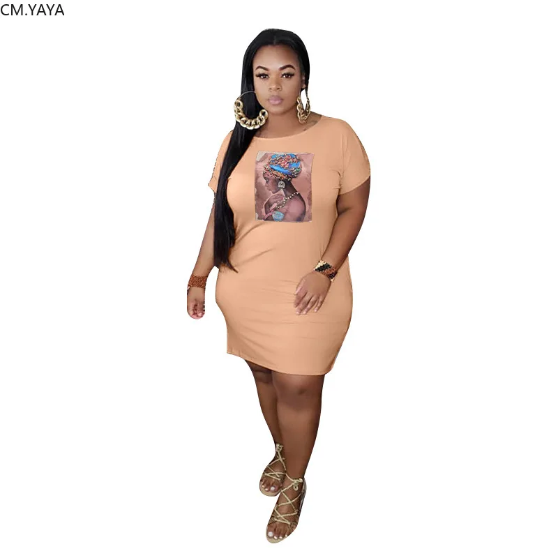 Женское платье с коротким рукавом круглым вырезом и принтом | Женская одежда