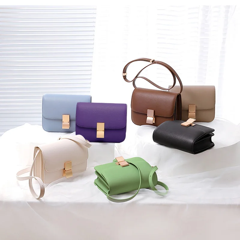 Famicare Women's Bag Lady Luxury Box Bag Retro Tofu Small Square Shoulder Bag Messenger Female Split Leather Flap Handbag 2022