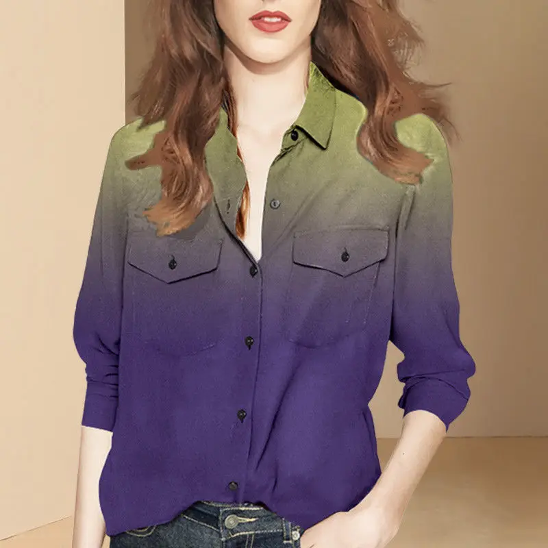 

Women 2022 Spring Autumn Fashion Long Sleeve Loose Shirts Female Solid Pockets Blouses Ladies Single Breasted Casual Shirts F249