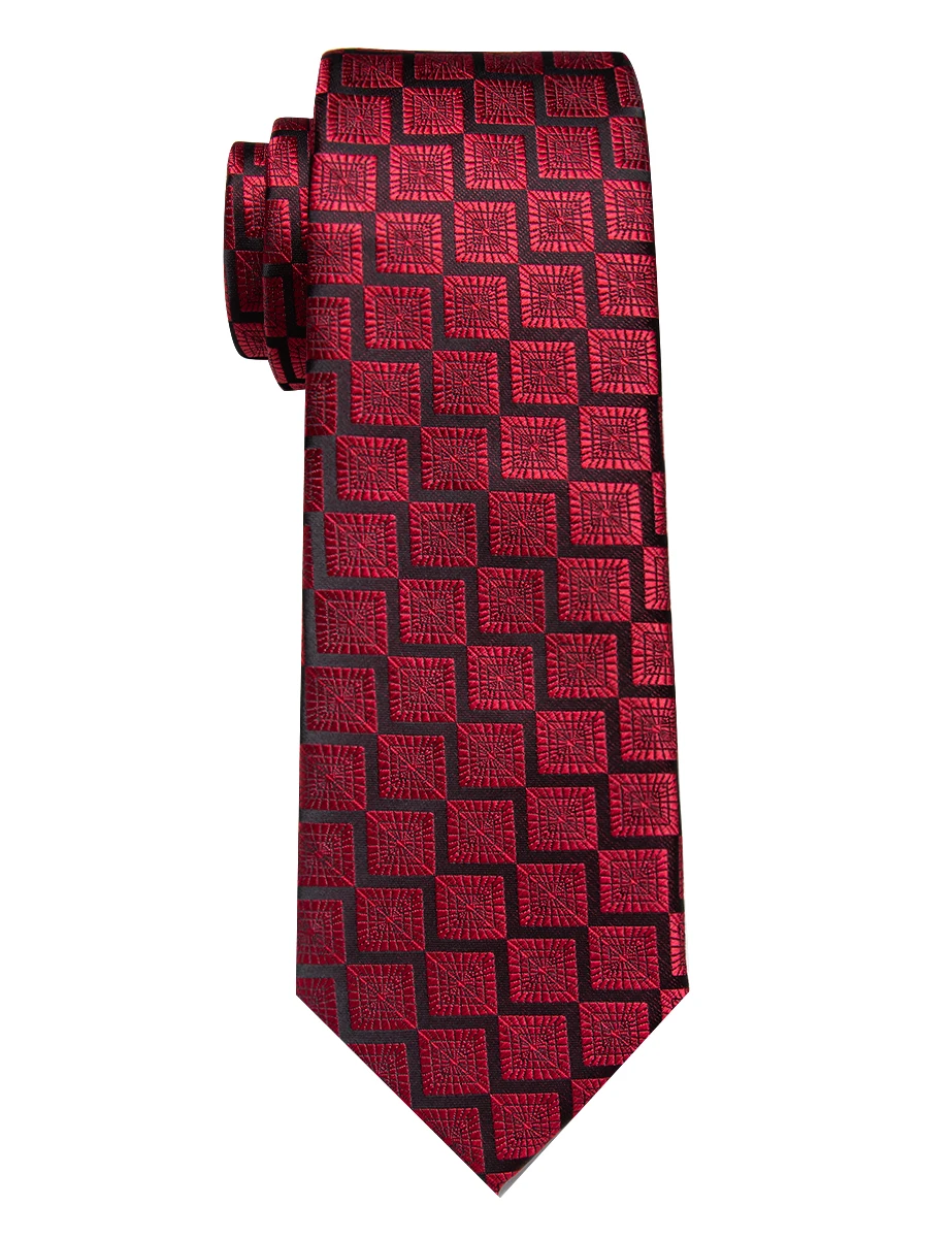 Классический красный черный клетчатый мужской галстук для рубашки костюма платья аксессуары модный набор зажимов для галстука с принтом д...
