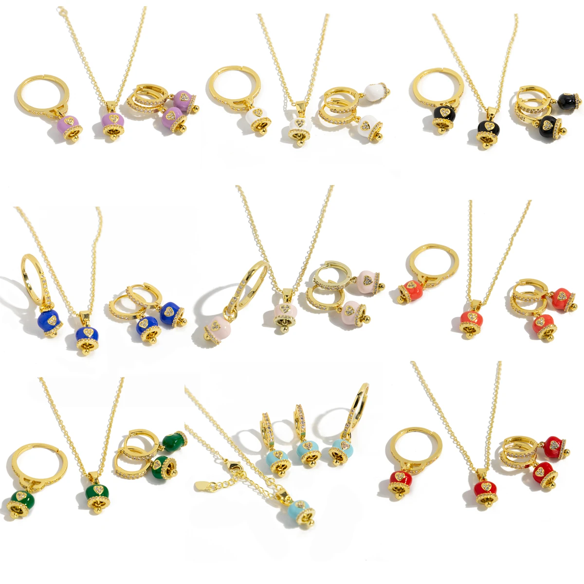 Новый трансграничный трехмерный цветной серьги-колокольчики ожерелье комплект