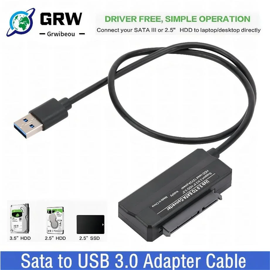 

Sata to USB 3.0 Adapter Cable USB To SATA 3 Cable Support 22 Pin 2.5 3.5 inche External HDD SSD Hard Disk Computer Connector Fit