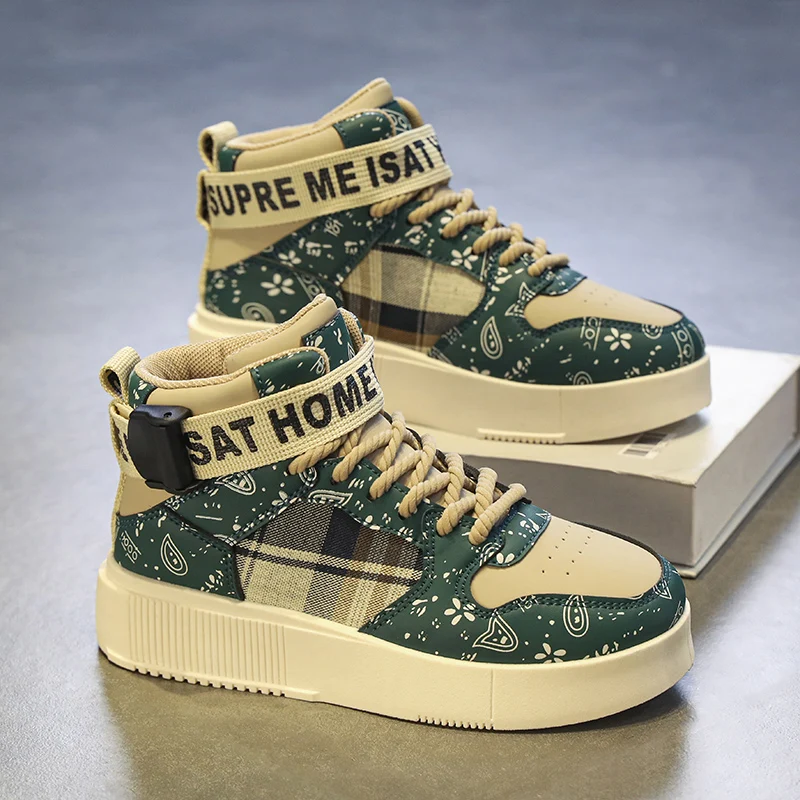 Brand Kids Sport Tennis Shoes Boys High Top Street Basketball Shoes Children Lighweight Soft Bottom Running Shoes Sport Shoes