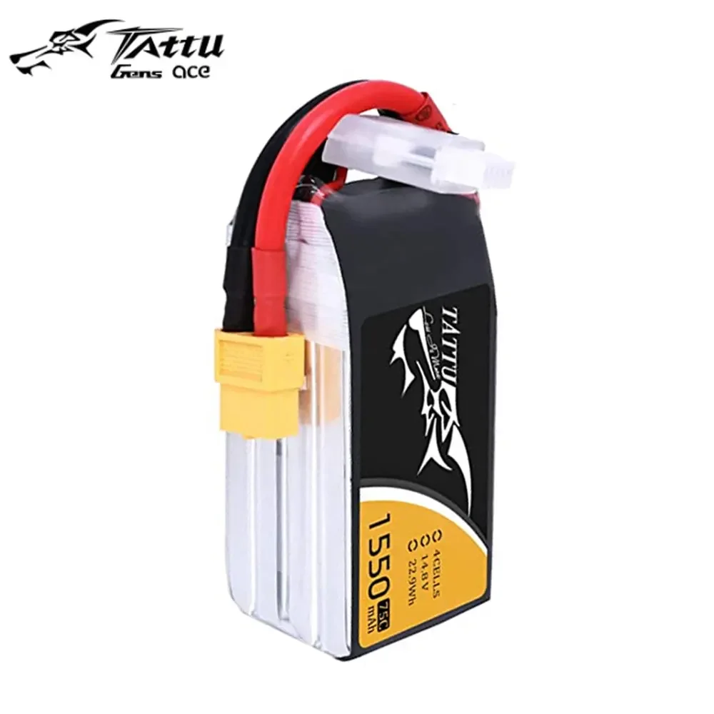 ACE Tattu Lipo Батарея 1300 мАч 1550 75C 3S 4S RC с разъемом XT60 для FPV Racing Drone Quadcopter