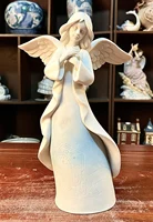 Owell Ceramic Relief Angel Girl Figurine Porcelain Angel Statue Beautiful Angel Sculpture Home Room Decoration Birthday Gift