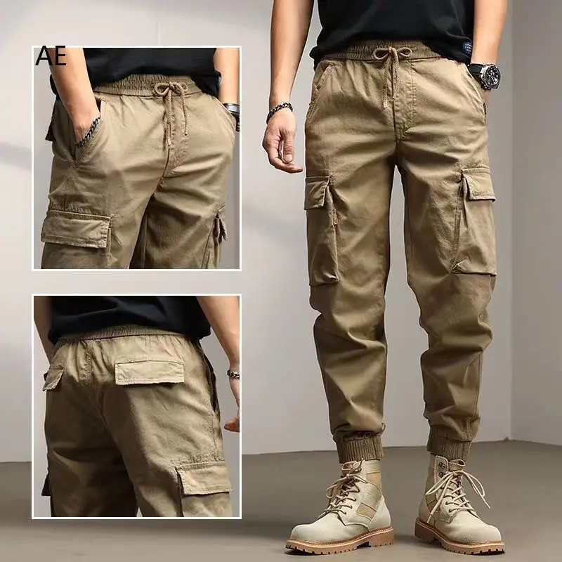 

American Cargo Pants Men's Casual Pants Wear Loose Straight Tube Feet Nine - Cent Pants Trend